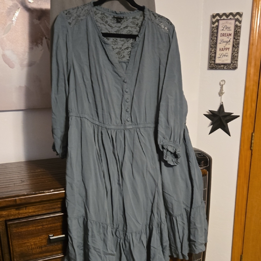 Torrid Green Lace-Trimmed Dress 1